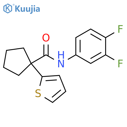N-(3,4-difluorophenyl)-1-(thiophen-2-yl)cyclopentane-1-carboxamide structure