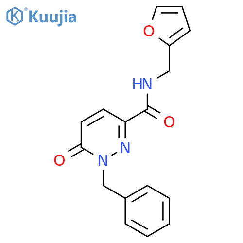 1-benzyl-N-[(furan-2-yl)methyl]-6-oxo-1,6-dihydropyridazine-3-carboxamide structure