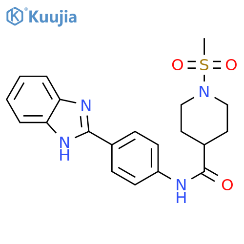 N-4-(1H-1,3-benzodiazol-2-yl)phenyl-1-methanesulfonylpiperidine-4-carboxamide structure