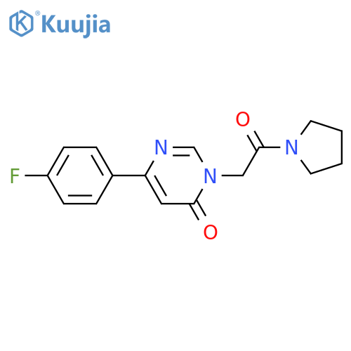6-(4-fluorophenyl)-3-[2-oxo-2-(pyrrolidin-1-yl)ethyl]-3,4-dihydropyrimidin-4-one structure