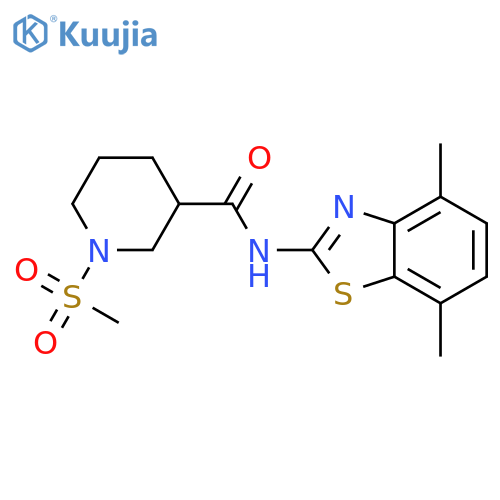 N-(4,7-dimethyl-1,3-benzothiazol-2-yl)-1-methanesulfonylpiperidine-3-carboxamide structure