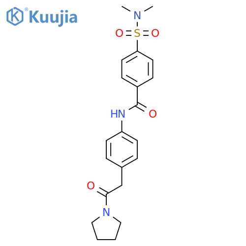 4-(dimethylsulfamoyl)-N-{4-[2-oxo-2-(pyrrolidin-1-yl)ethyl]phenyl}benzamide structure