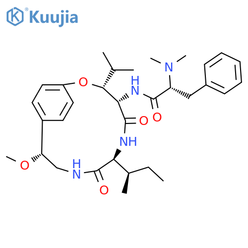 Benzenepropanamide, α-(dimethylamino)-N-[11-methoxy-3-(1-methylethyl)-7-(2-methylpropyl)-5,8-dioxo-2-oxa-6,9-diazabicyclo[10.2.2]hexadeca-12,14,15-trien-4-yl]- (9CI) structure
