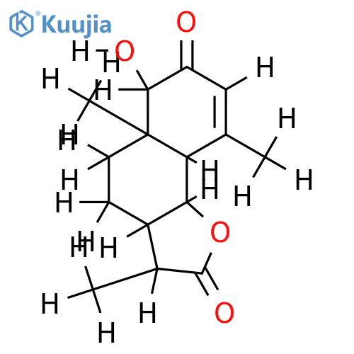 (1beta,6alpha,11betaH)-1-Hydroxy-2-oxo-3-eudesmen-12,6-olide structure