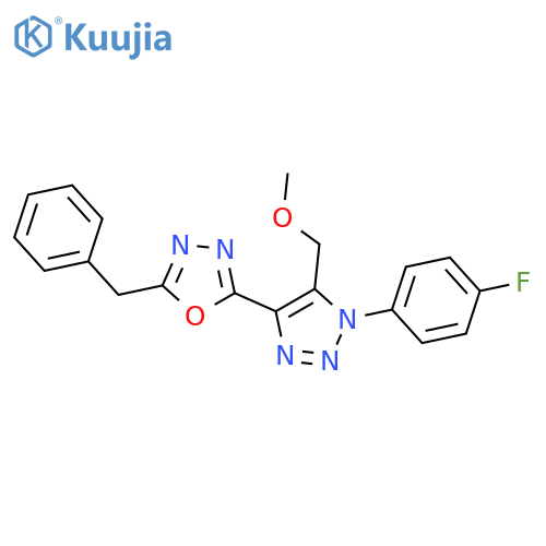 2-benzyl-5-[1-(4-fluorophenyl)-5-(methoxymethyl)-1H-1,2,3-triazol-4-yl]-1,3,4-oxadiazole structure