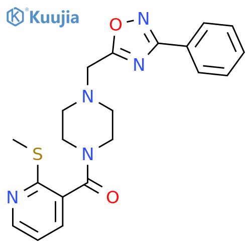 1-[2-(Methylsulfanyl)pyridine-3-carbonyl]-4-[(3-phenyl-1,2,4-oxadiazol-5-yl)methyl]piperazine structure