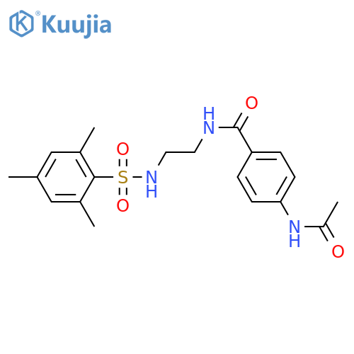4-acetamido-N-[2-(2,4,6-trimethylbenzenesulfonamido)ethyl]benzamide structure