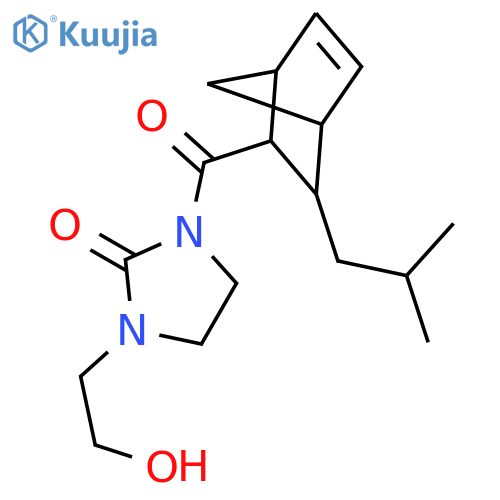 2-Imidazolidinone, 1-(2-hydroxyethyl)-3-[[(1R,2S,3S,4S)-3-(2-methylpropyl)bicyclo[2.2.1]hept-5-en-2-yl]carbonyl]-, rel- structure