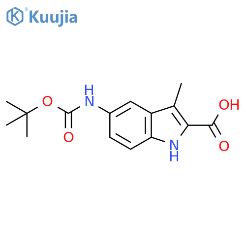 5-{(tert-butoxy)carbonylamino}-3-methyl-1H-indole-2-carboxylic acid structure
