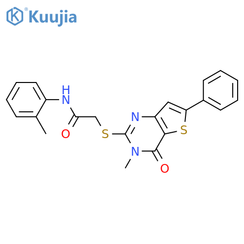 2-({3-methyl-4-oxo-6-phenyl-3H,4H-thieno[3,2-d]pyrimidin-2-yl}sulfanyl)-N-(2-methylphenyl)acetamide structure