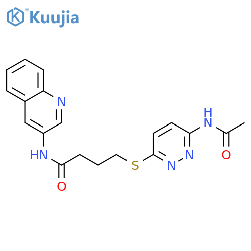 4-[(6-acetamidopyridazin-3-yl)sulfanyl]-N-(quinolin-3-yl)butanamide structure
