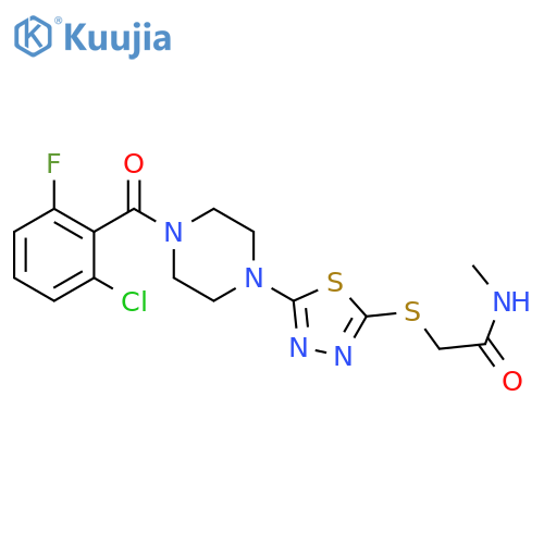 2-({5-[4-(2-chloro-6-fluorobenzoyl)piperazin-1-yl]-1,3,4-thiadiazol-2-yl}sulfanyl)-N-methylacetamide structure