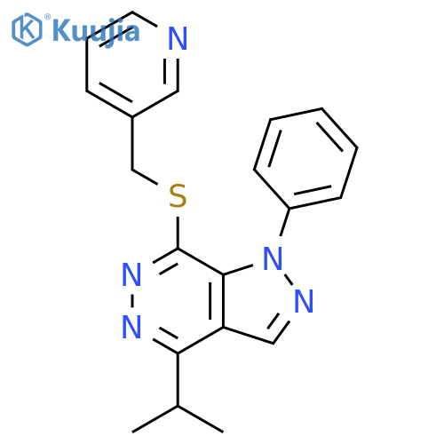 3-({1-phenyl-4-(propan-2-yl)-1H-pyrazolo3,4-dpyridazin-7-ylsulfanyl}methyl)pyridine structure