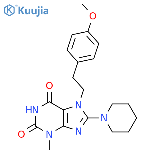 7-[2-(4-methoxyphenyl)ethyl]-3-methyl-8-(piperidin-1-yl)-2,3,6,7-tetrahydro-1H-purine-2,6-dione structure