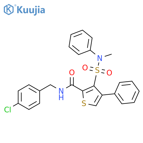 N-[(4-chlorophenyl)methyl]-3-[methyl(phenyl)sulfamoyl]-4-phenylthiophene-2-carboxamide structure