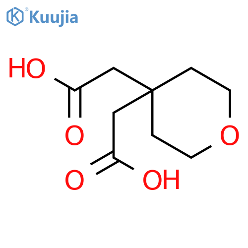 2-4-(carboxymethyl)oxan-4-ylacetic acid structure