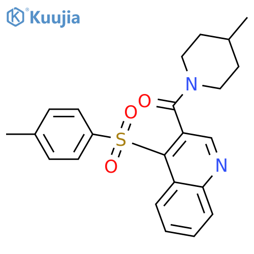 4-(4-methylbenzenesulfonyl)-3-(4-methylpiperidine-1-carbonyl)quinoline structure