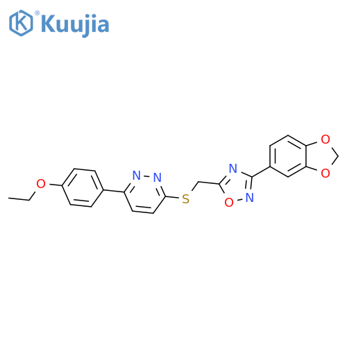 3-({[3-(2H-1,3-benzodioxol-5-yl)-1,2,4-oxadiazol-5-yl]methyl}sulfanyl)-6-(4-ethoxyphenyl)pyridazine structure