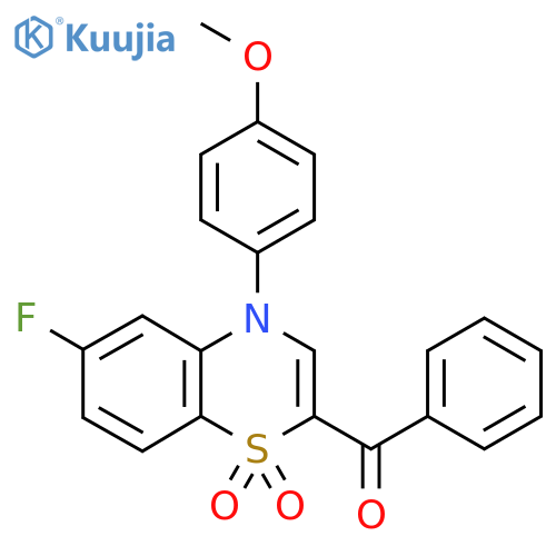 2-benzoyl-6-fluoro-4-(4-methoxyphenyl)-4H-1lambda6,4-benzothiazine-1,1-dione structure