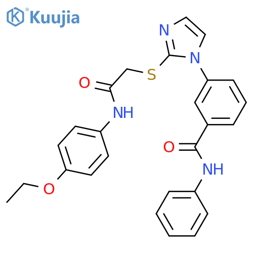3-[2-({[(4-ethoxyphenyl)carbamoyl]methyl}sulfanyl)-1H-imidazol-1-yl]-N-phenylbenzamide structure