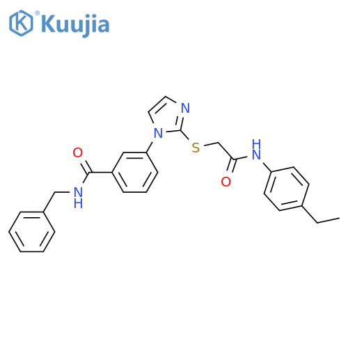 N-benzyl-3-[2-({[(4-ethylphenyl)carbamoyl]methyl}sulfanyl)-1H-imidazol-1-yl]benzamide structure