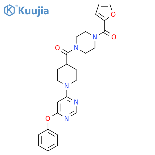 4-{4-4-(furan-2-carbonyl)piperazine-1-carbonylpiperidin-1-yl}-6-phenoxypyrimidine structure