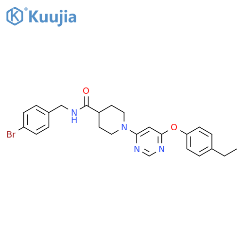 N-(4-bromophenyl)methyl-1-6-(4-ethylphenoxy)pyrimidin-4-ylpiperidine-4-carboxamide structure