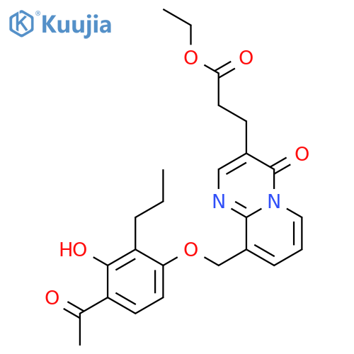 4H-Pyrido[1,2-a]pyrimidine-3-propanoic acid, 9-[(4-acetyl-3-hydroxy-2-propylphenoxy)methyl]-4-oxo-, ethyl ester structure