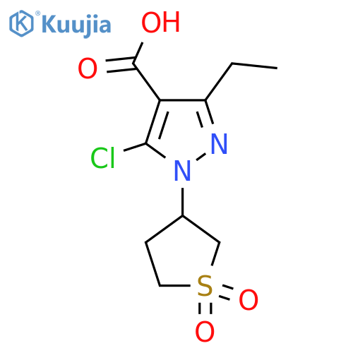 5-chloro-1-(1,1-dioxo-1λ?-thiolan-3-yl)-3-ethyl-1H-pyrazole-4-carboxylic acid structure