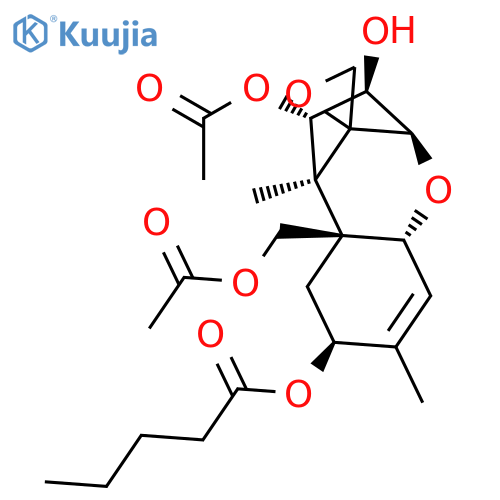 Trichothec-9-ene-3,4,8,15-tetrol,12,13-epoxy-, 4,15-diacetate 8-pentanoate, (3a,4b,8a)- (9CI) structure