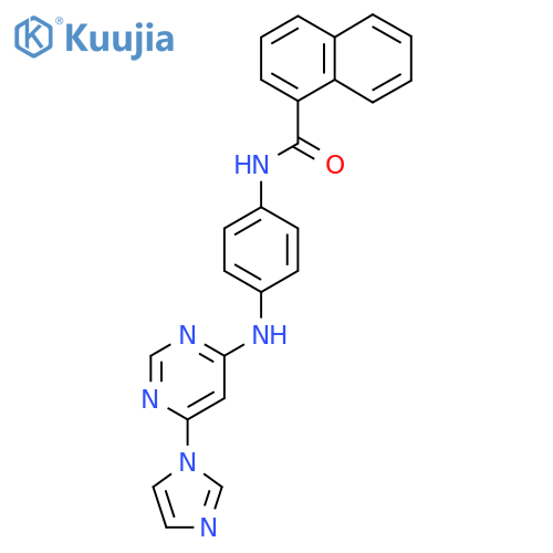 N-(4-{6-(1H-imidazol-1-yl)pyrimidin-4-ylamino}phenyl)naphthalene-1-carboxamide structure