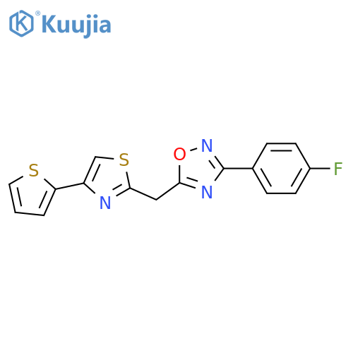 3-(4-fluorophenyl)-5-{[4-(thiophen-2-yl)-1,3-thiazol-2-yl]methyl}-1,2,4-oxadiazole structure