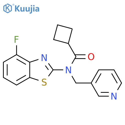 N-(4-fluoro-1,3-benzothiazol-2-yl)-N-[(pyridin-3-yl)methyl]cyclobutanecarboxamide structure