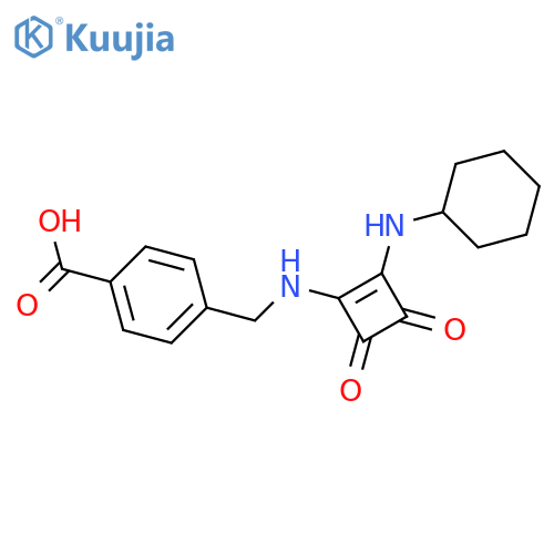 4-({[2-(cyclohexylamino)-3,4-dioxocyclobut-1-en-1-yl]amino}methyl)benzoic acid structure