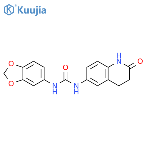 3-(2H-1,3-benzodioxol-5-yl)-1-(2-oxo-1,2,3,4-tetrahydroquinolin-6-yl)urea structure