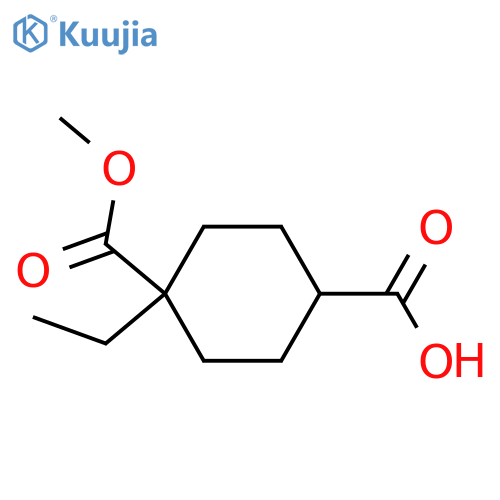 4-ethyl-4-(methoxycarbonyl)cyclohexane-1-carboxylic acid structure
