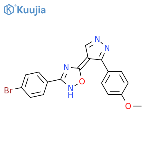 3-(4-bromophenyl)-5-[3-(4-methoxyphenyl)-1H-pyrazol-4-yl]-1,2,4-oxadiazole structure