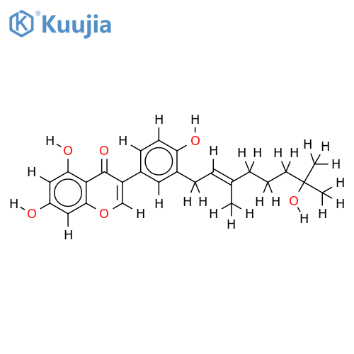 5,7,4'-trihydroxy-3'-(7-hydroxy-3,7-dimethyl-2(E)-octenyl)isoflavone structure