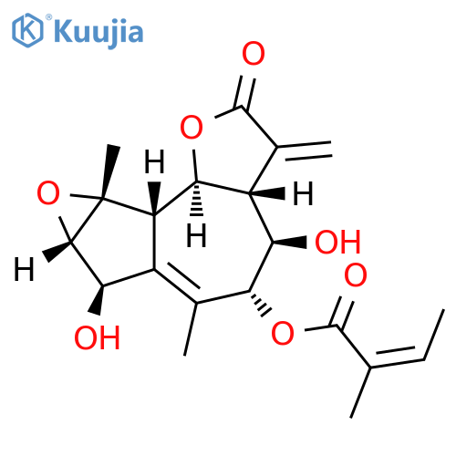 2-Butenoic acid,2-methyl-,(3aR,4R,5R,7R,7aS,8aR,8bS,8cS)-2,3,3a,4,5,7,7a,8a,8b,8c-decahydro-4,7-dihydroxy-6,8a-dimethyl-3-methylene-2-oxooxireno[2,3]azuleno[4,5-b]furan-5-ylester, (2Z)- structure