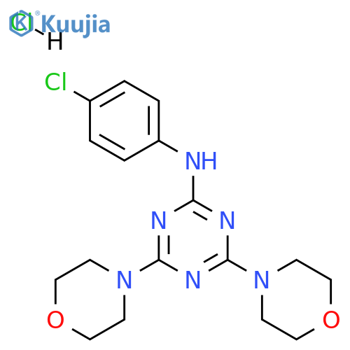 N-(4-chlorophenyl)-4,6-bis(morpholin-4-yl)-1,3,5-triazin-2-amine hydrochloride structure