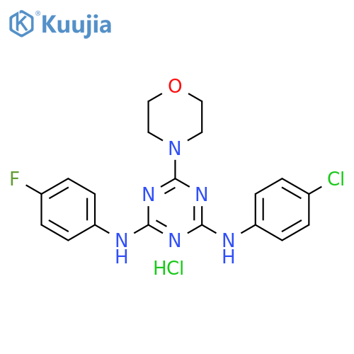 N2-(4-chlorophenyl)-N4-(4-fluorophenyl)-6-(morpholin-4-yl)-1,3,5-triazine-2,4-diamine hydrochloride structure