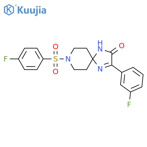 8-(4-fluorobenzenesulfonyl)-3-(3-fluorophenyl)-1,4,8-triazaspiro[4.5]dec-3-en-2-one structure