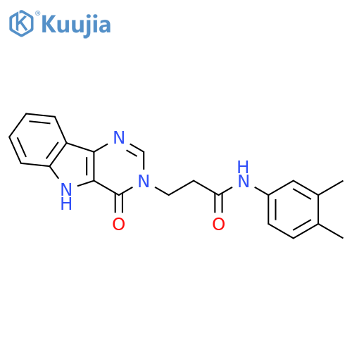 N-(3,4-dimethylphenyl)-3-{4-oxo-3H,4H,5H-pyrimido[5,4-b]indol-3-yl}propanamide structure