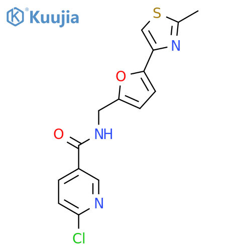 6-chloro-N-{[5-(2-methyl-1,3-thiazol-4-yl)furan-2-yl]methyl}pyridine-3-carboxamide structure