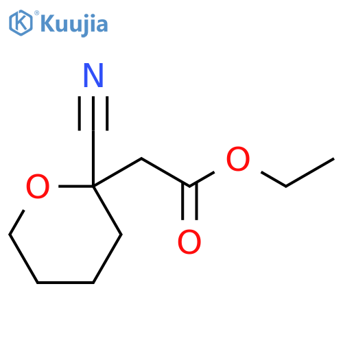 (2-Cyano-tetrahydro-pyran-2-yl)-acetic acid ethyl ester structure