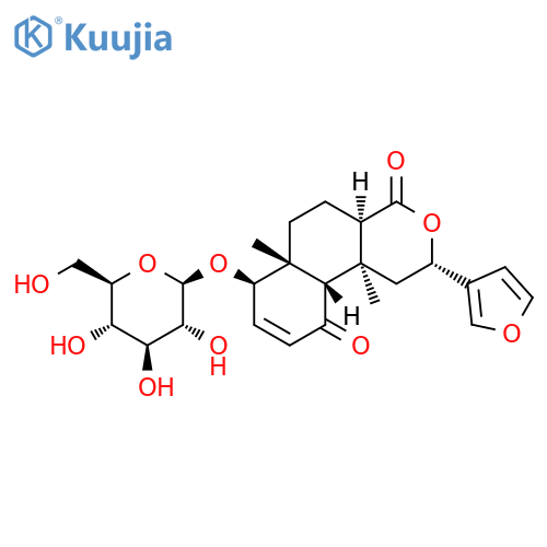2H-Naphtho[2,1-c]pyran-4,10(1H,4aH)-dione,2-(3-furanyl)-7-(b-D-glucopyranosyloxy)-5,6,6a,7,10a,10b-hexahydro-6a,10b-dimethyl-,(2S,4aR,6aR,7R,10aS,10bS)- (9CI) structure