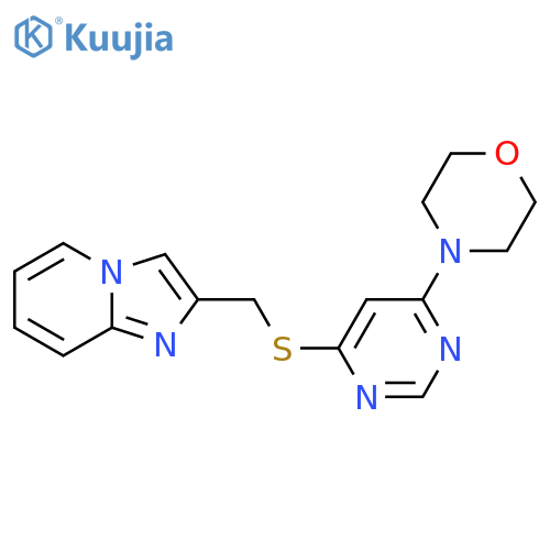 4-{6-({imidazo1,2-apyridin-2-yl}methyl)sulfanylpyrimidin-4-yl}morpholine structure