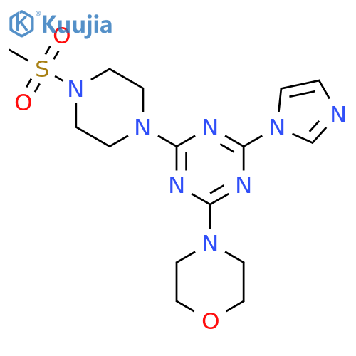 2-(1H-imidazol-1-yl)-4-(4-methanesulfonylpiperazin-1-yl)-6-(morpholin-4-yl)-1,3,5-triazine structure