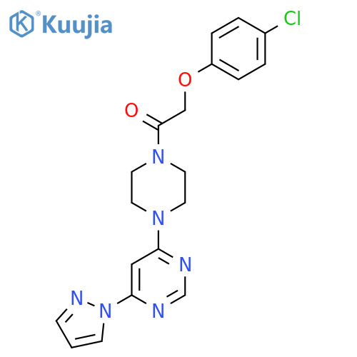 2-(4-chlorophenoxy)-1-{4-6-(1H-pyrazol-1-yl)pyrimidin-4-ylpiperazin-1-yl}ethan-1-one structure