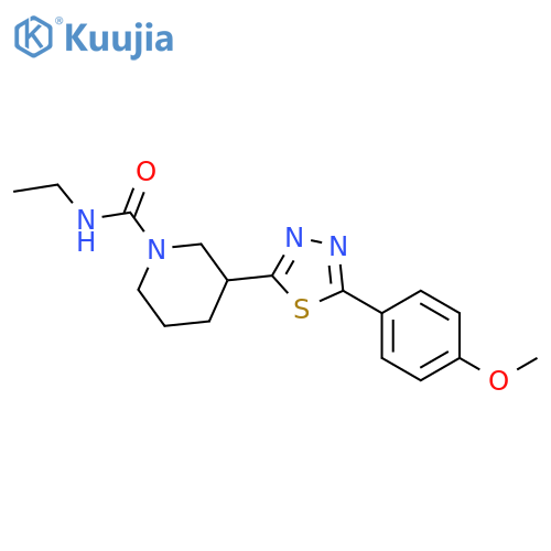 N-ethyl-3-5-(4-methoxyphenyl)-1,3,4-thiadiazol-2-ylpiperidine-1-carboxamide structure